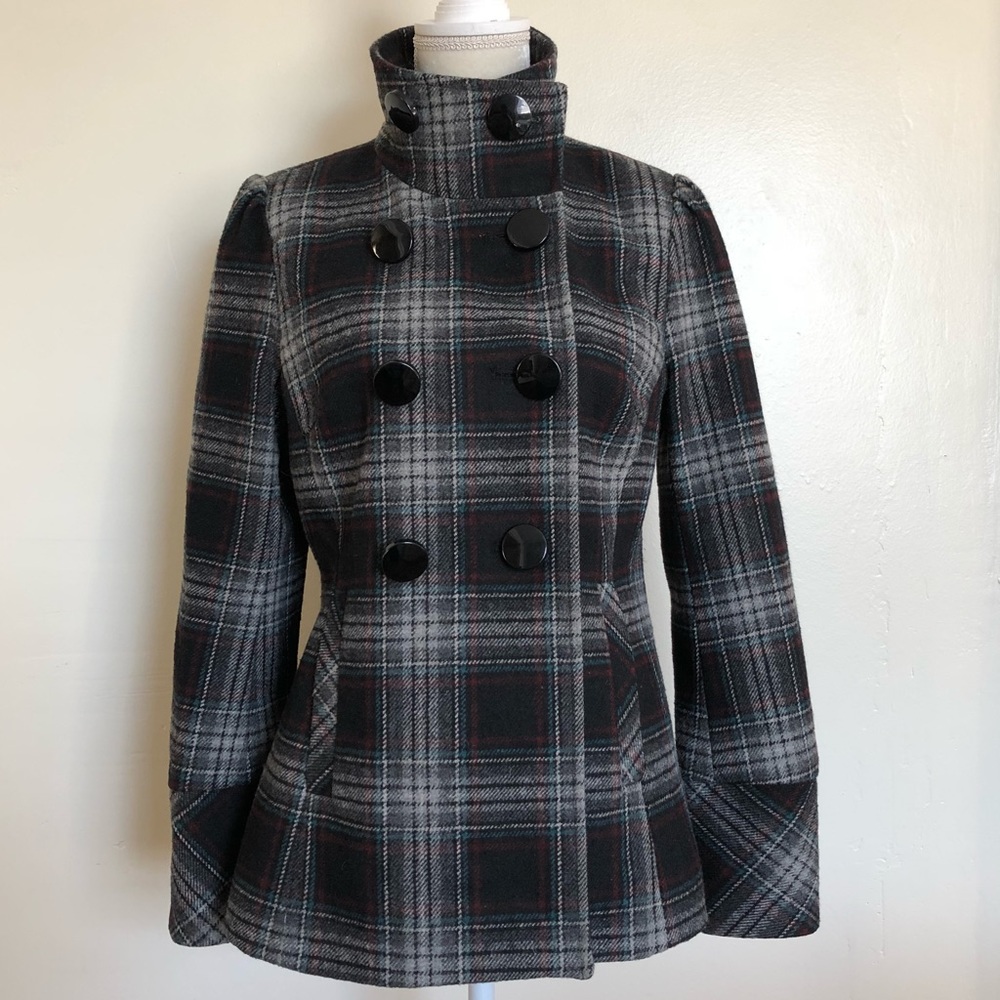 Black Rivet Wool Coat - Picture 2 of 8